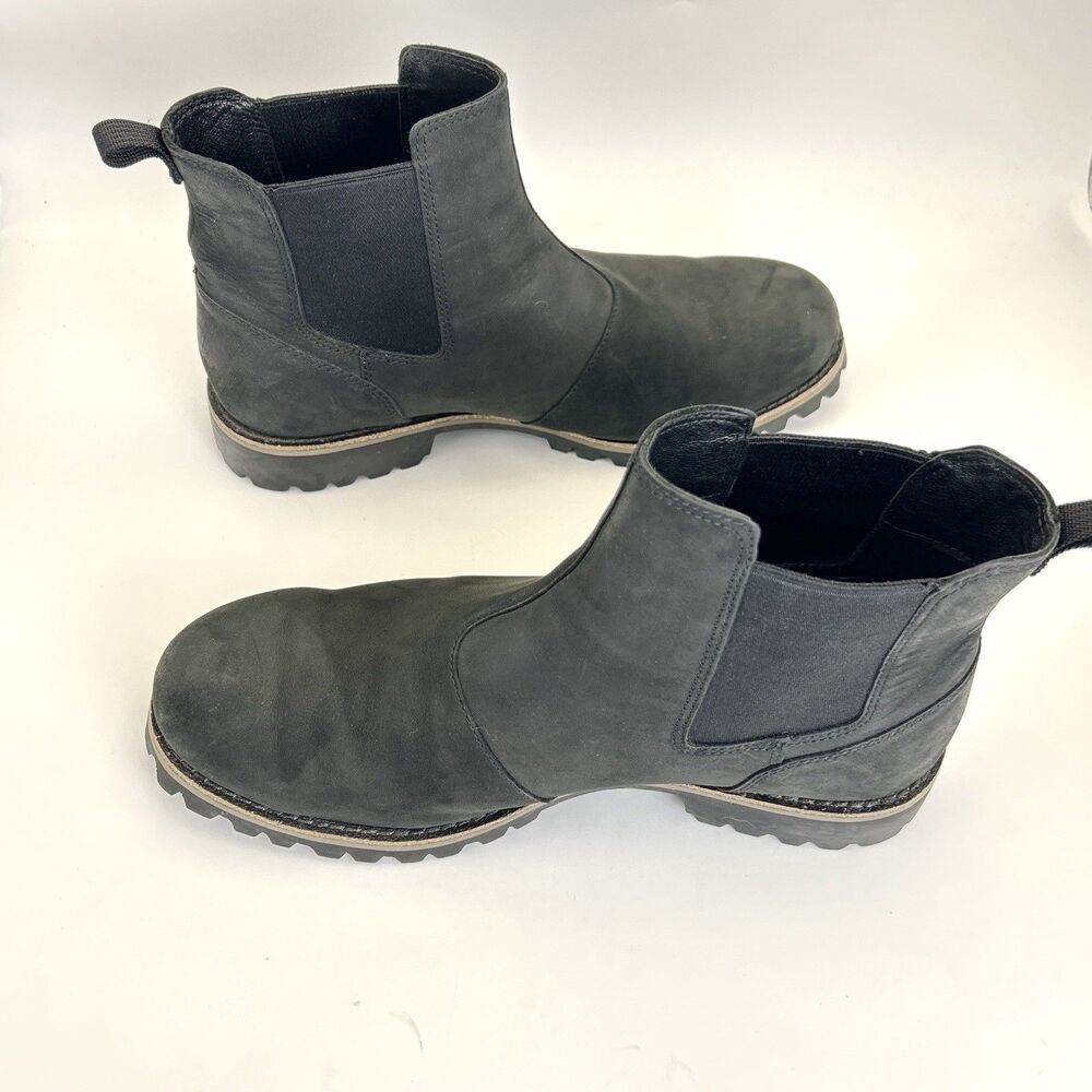 CHACO Fields Waterproof Chelsea Boots Mens Sz 10.5 Black Nubuck Leather - Picture 6 of 9